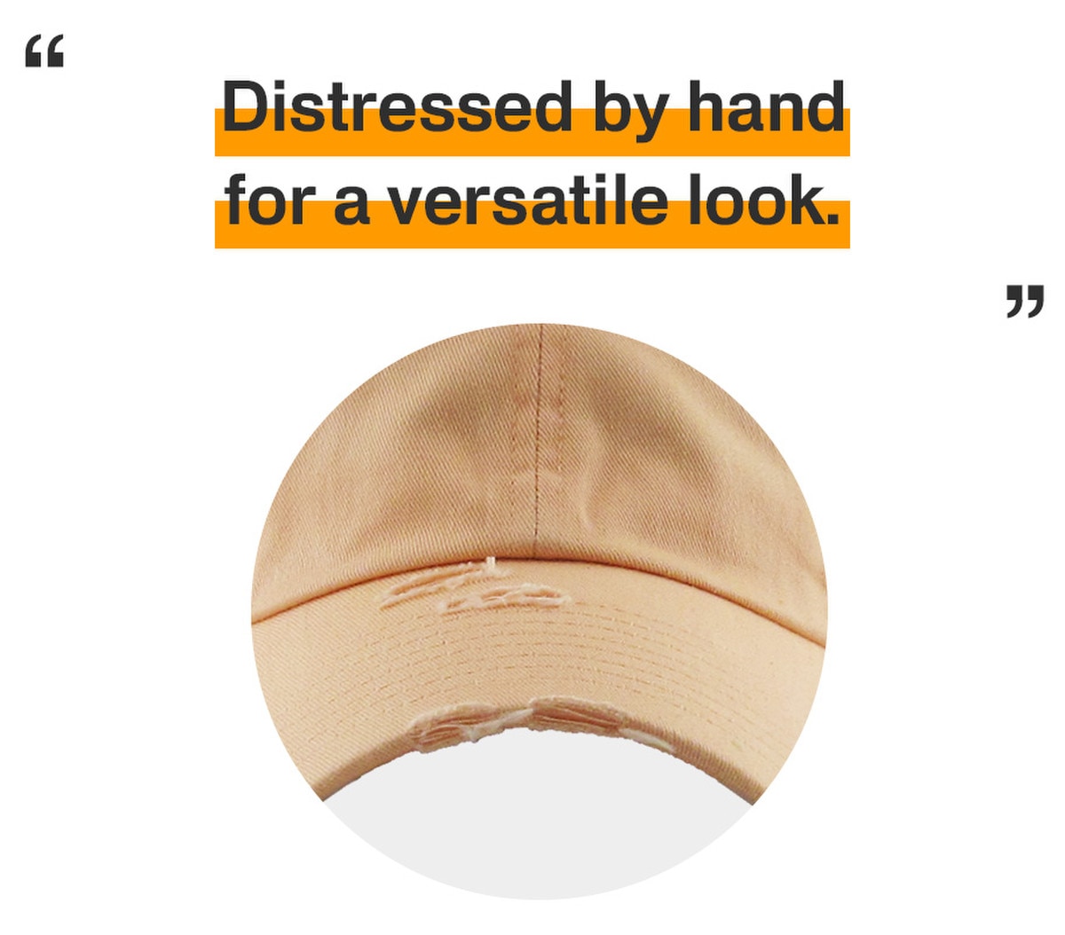 Peach Distressed Vintage Baseball Cap Front View